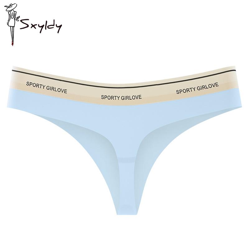 

Модные хлопковые трусики с заниженной талией и буквенным принтом, женские бесшовные стринги из ледяного шелка XL светло-зеленый