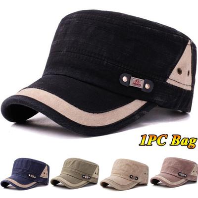 Men Adjustable Army Plain Vintage Hat Cadet Military Baseball Cap