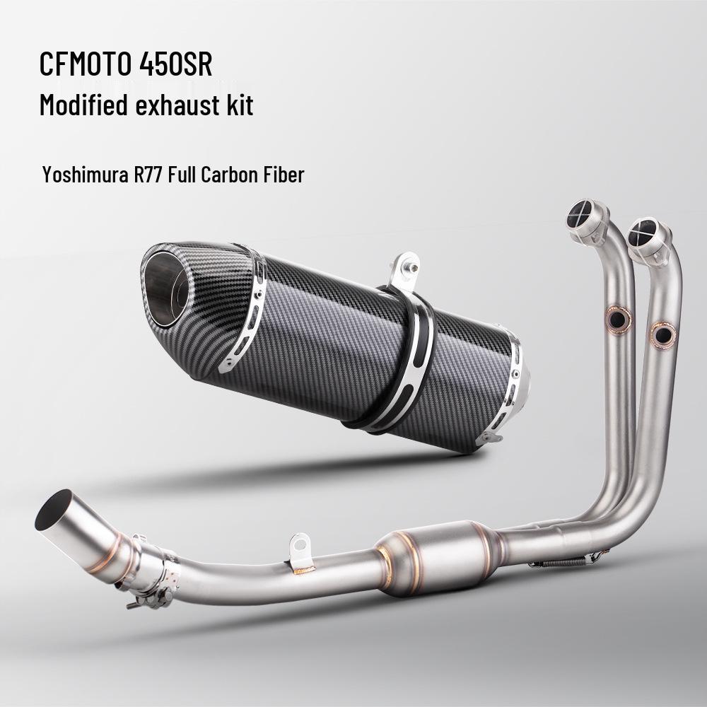 CFMOTO 450SR Stainless Steel Exhaust Pipe: Front, Middle, and SC Tail Sections for Motorcycles.