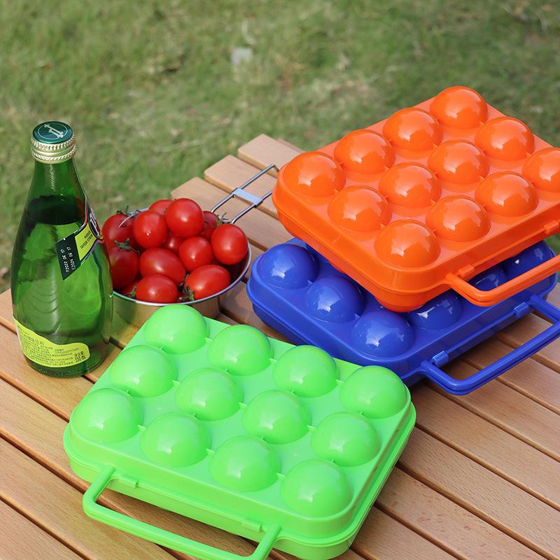 Shockproof 12-Grid Portable Egg Storage Box for Outdoor Camping