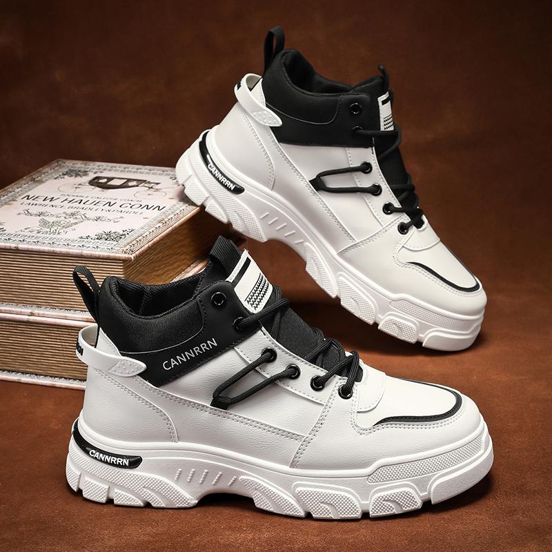 

Мужские ботинки осенние мужские туфли новые высокие удобные нескользящие уличные спортивные туфли на платформе со шнуровкой Botas Para Hombre 39 белый