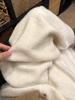 Women's Off-White Wool Blend Wide-Leg Pants: Autumn/Winter Style, Relaxed Fit, Fleece-Lined, Floor-Length Knit