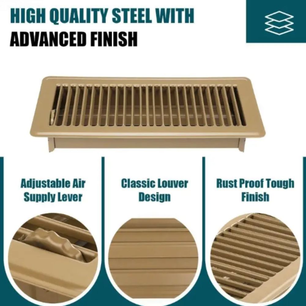 Carbon Steel Floor Register High Efficiency Air Vent Covers 2-Pack Floor Vent Covers Home Floor