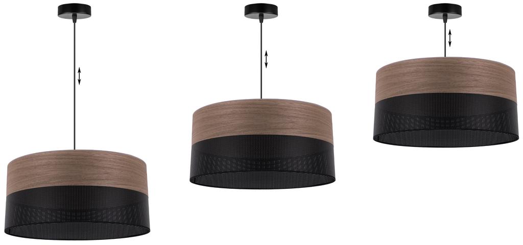 Single Hanging Lamp, Walnut Veneer Lampshade, 44Cm