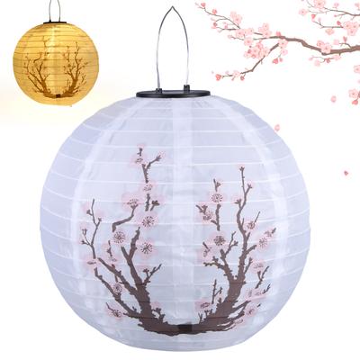 LED Solar Lantern 30cm Plum Blossom Decorative Lantern IP65 Waterproof Outdoor Solar Lanterns Nylon Colth for Outdoor Indoor