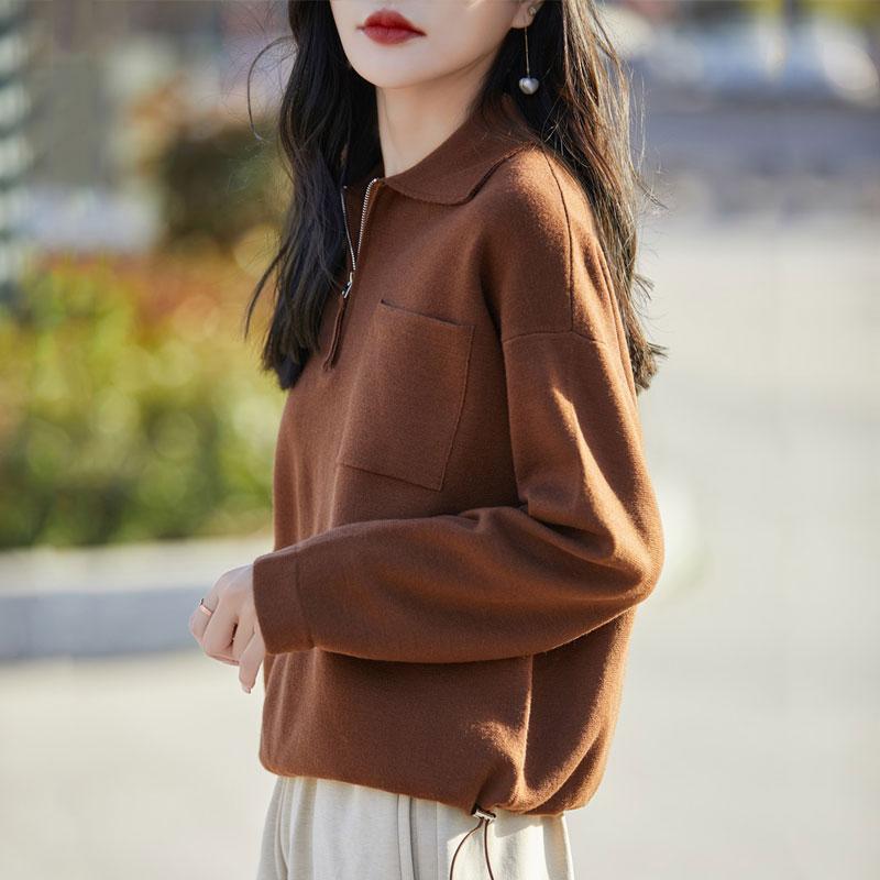 Dámský kašmírový svetr Qinghe kašmír 50% vlna 50% hedvábí Dámský podzimní a zimní kašmírový svetr měkký a teplý