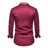 Men's Autumn Color Block Slim Fit Long Sleeve Checkered Collar Shirt