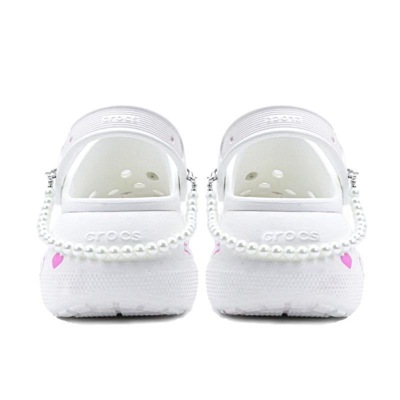 Crocs Crush Clog Cloud Puffs Graffiti Comfortable Hole Shoes Unisex White