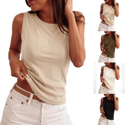 Damen Frühlings-Oberteile Ärmellose Strick-Tops Sommerhemden für Damen Leichter Casual Pullover Damen Sommer-T-Shirts