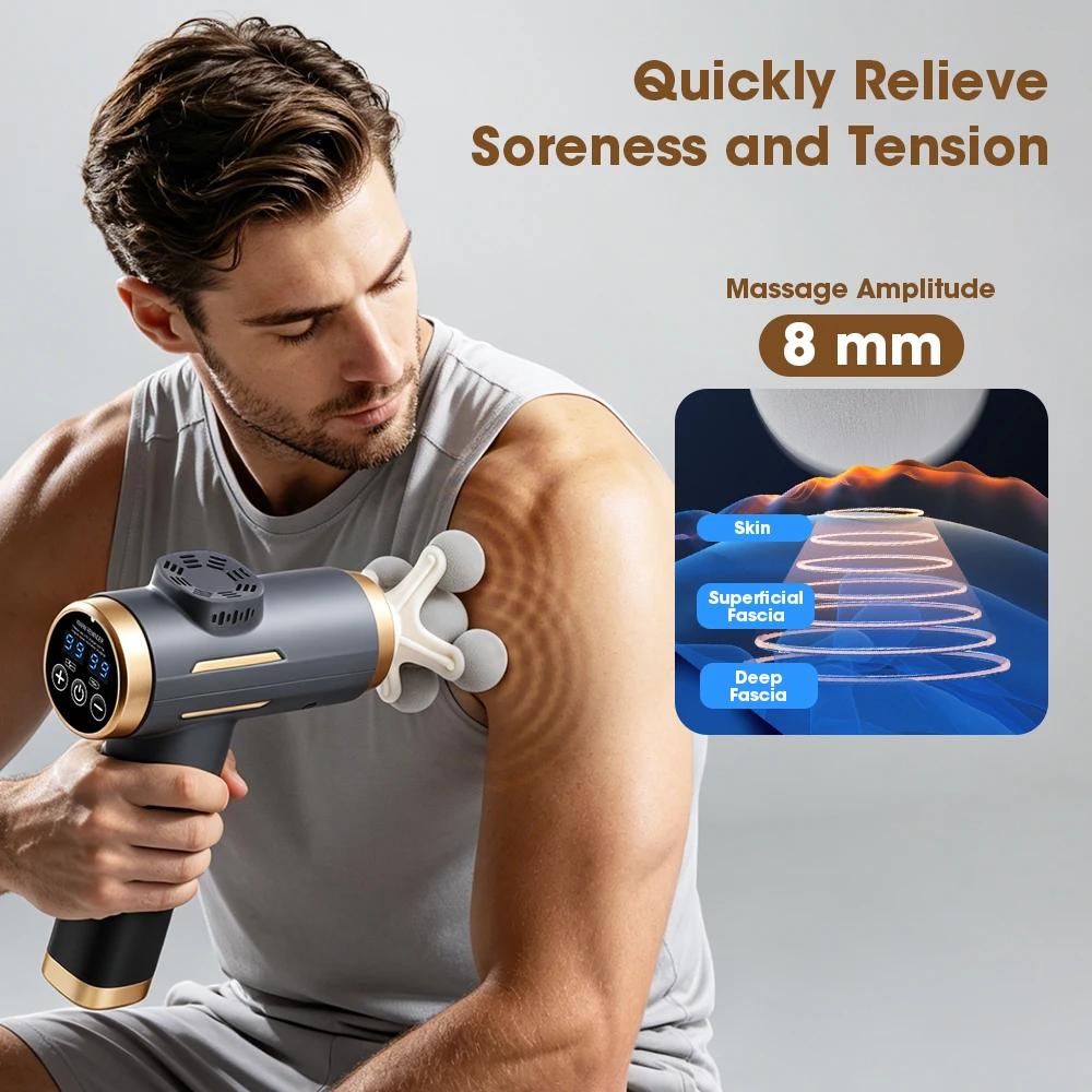 24W High Power Fascia 99 Speed Levels 11 Heads 8mm Deep Tissue Muscle Massager Electric Body Relaxation Massage Gun