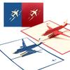 1pc Red /Blue Paper 3D Aircraft Greeting Card Creative Handmade Exquisite Model Birthday Anniversary Thanksgiving Gift YMY