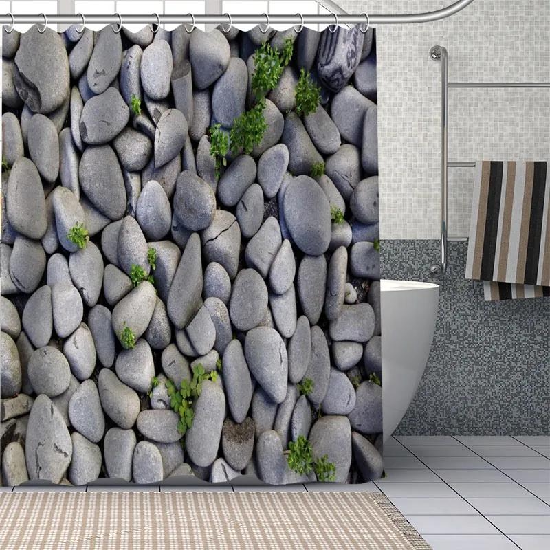 Retro Steinmauer Print Duschvorhänge Waschbarer Polyesterstoff Für Badezimmer Vorhang Badewannen Bildschirm Kunst Dekoration Mit Haken