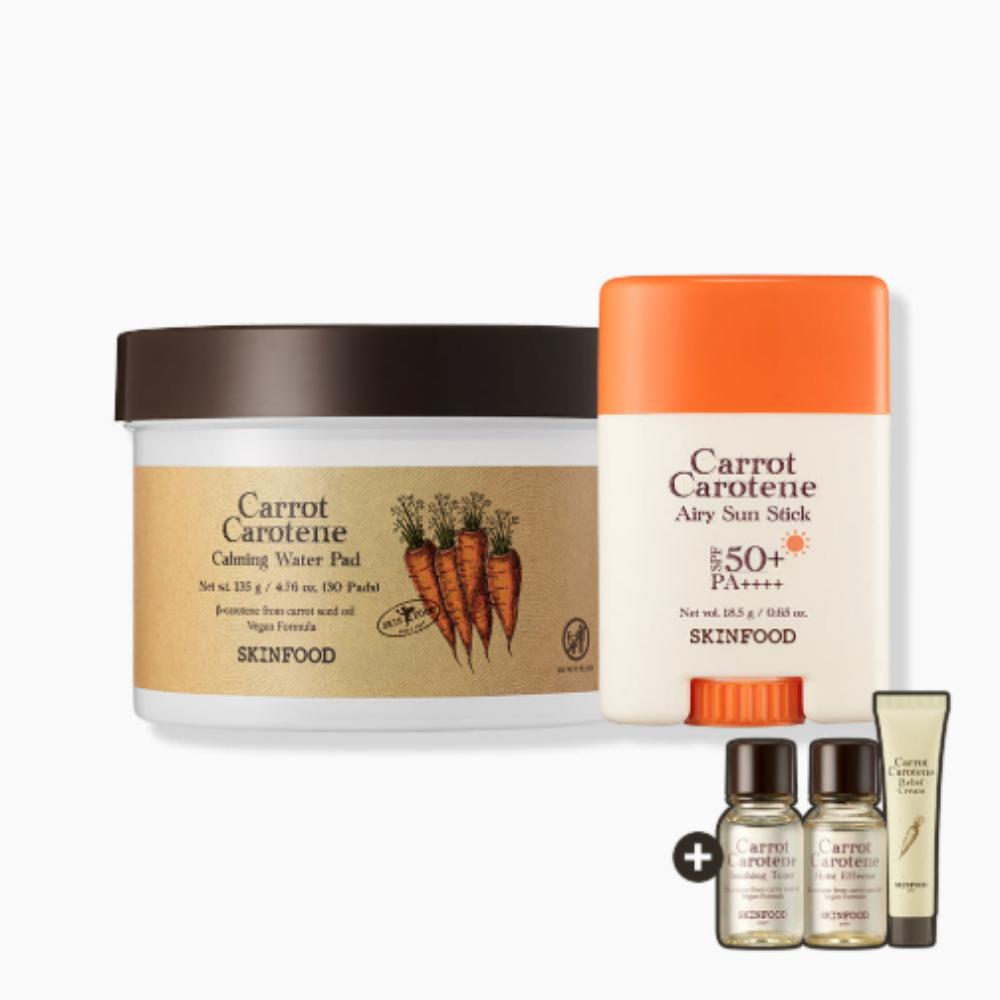 

Skinfood Carrot Carotene Calming Water Pads 30pcs + Carrot Carotene Airy Sun Stick 18.5g SPF50+ PA++++ (2-Piece Set)