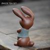 Yixing Purple Clay Tea Pet Rabbit Ornaments Handmade Mud Painted Animal Sculpture Tea Set Decoration Desktop Decore Crafts