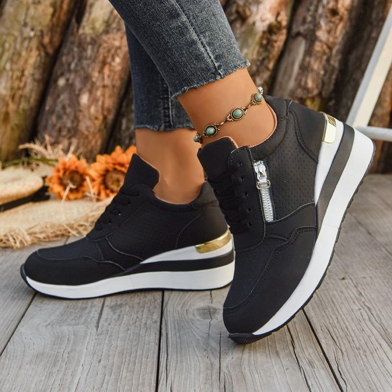 2025 Women Shoes Fashion Wedge Platform Sneakers Four Seasons Casual Shoe Lace-Up Wedge Heel Vulcanized Shoes Women Tenis Shoes