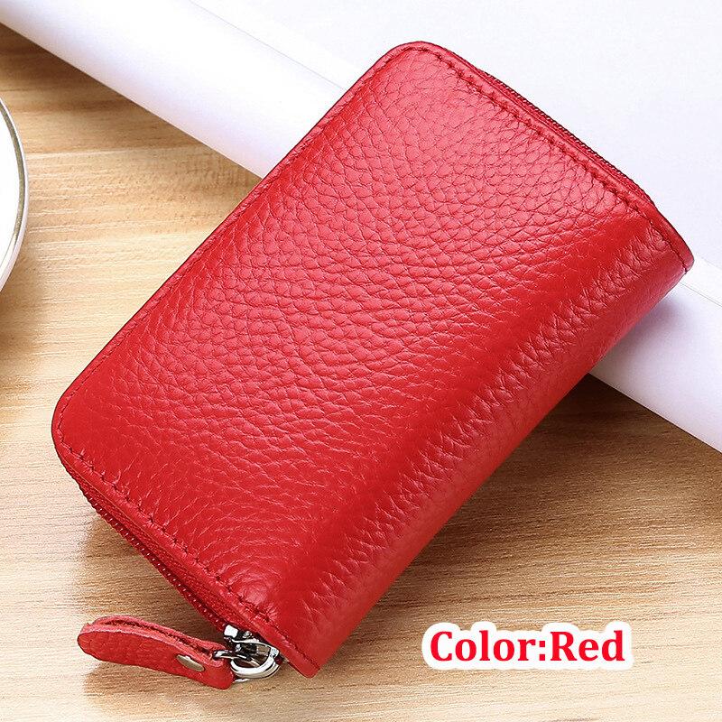 Geantă de mână din piele naturală pentru carduri de credit, pentru bărbați și femei, pentru carduri VIP, pentru ID, subțire, cu fermoar, pentru afaceri, pentru organe