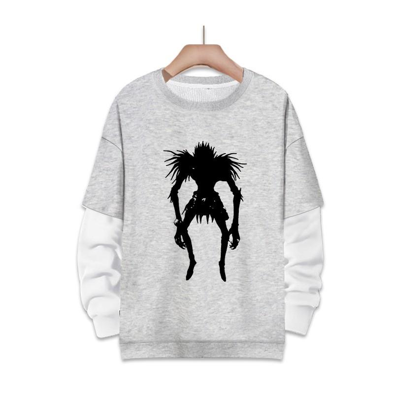 Stampa Anime Death Note Nero/Grigio S-3XL Casual Manica Lunga