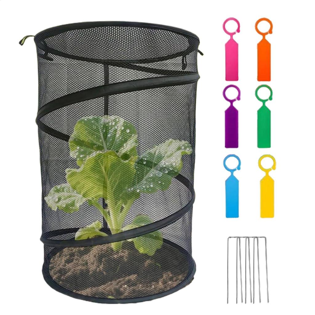 Pop-up Plant Cover Garden Plant Protector Cloches With 4 Ground Stakes & 6 Tag Cards Garden Mesh Protector For Vegetable flowers