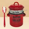 Bacon Grease Container with Strainer Scraper 46oz Ceramic Grease Saver 46oz Retro Lard Pot Cooking Up Fat Catcher
