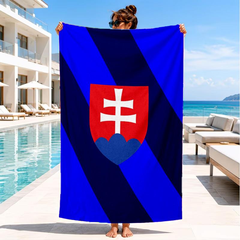 Slovensko Bratislava Tím Plážová osuška, Rýchloschnúca, Jednoduchá na údržbu, Vhodná na fitness aj plážovú dovolenku, Športová nevyhnutnosť 80cmx160cm(31x63inch)