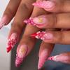 24Pcs Yellow French Full Cover Nails Tips Mid-length Almond Detachable False Nails 3D Flower Pearl Starburst Press on Fake Nails