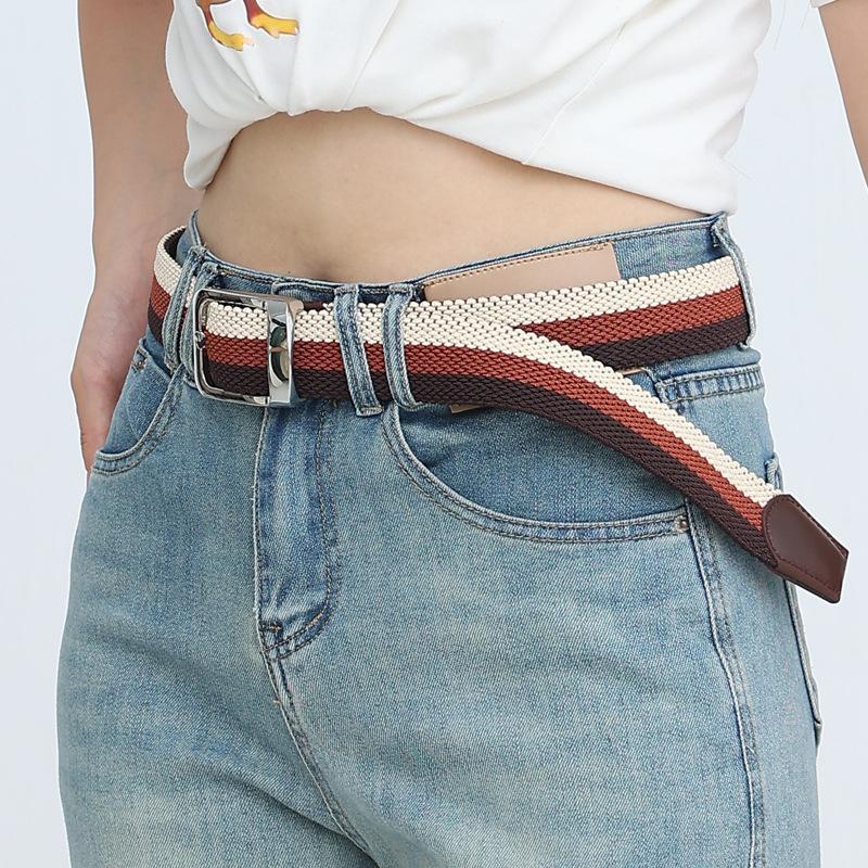 New Three-color Braided Belt Comfortable and Fashionable Casual Belt Elastic Elastic Webbing Belt Same Style for Men and Women