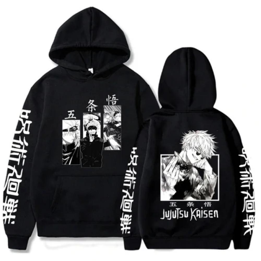 Jujutsu Kaisen Anime Clothes Satoru Gojo Tisk S kapucí Muži Ženy Mikiny Převládající Streetwear Harajuku Manga Unisex mikina