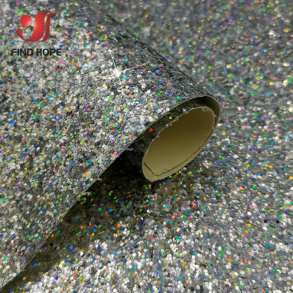 Sparkly Chunky Glitter Fabric Roll Rainbow Iridescent Vinyl Faux Leather Fabric Bow Craft DIY Earring Material Handmade