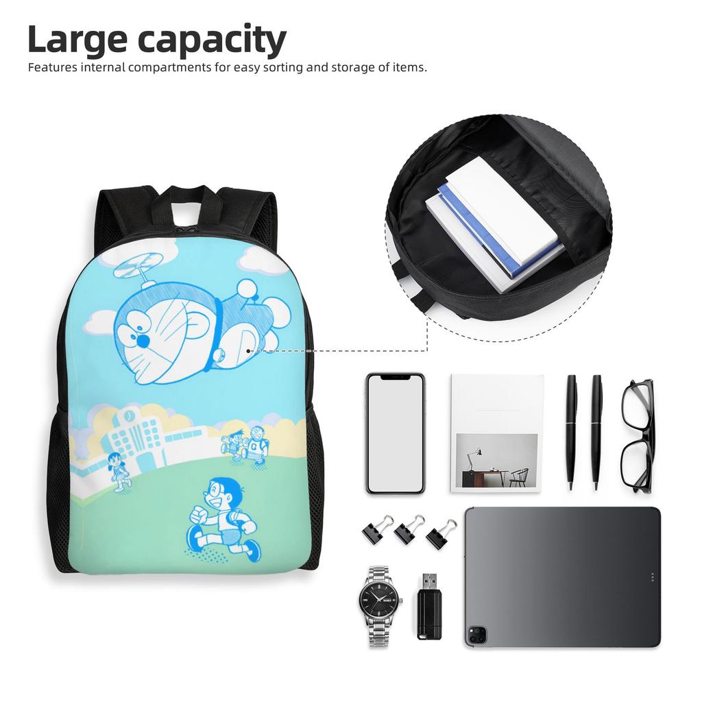 D-Doraemones Travel Backpack Men Women School Computer Bookbag Cartoon College Student Daypack Bags