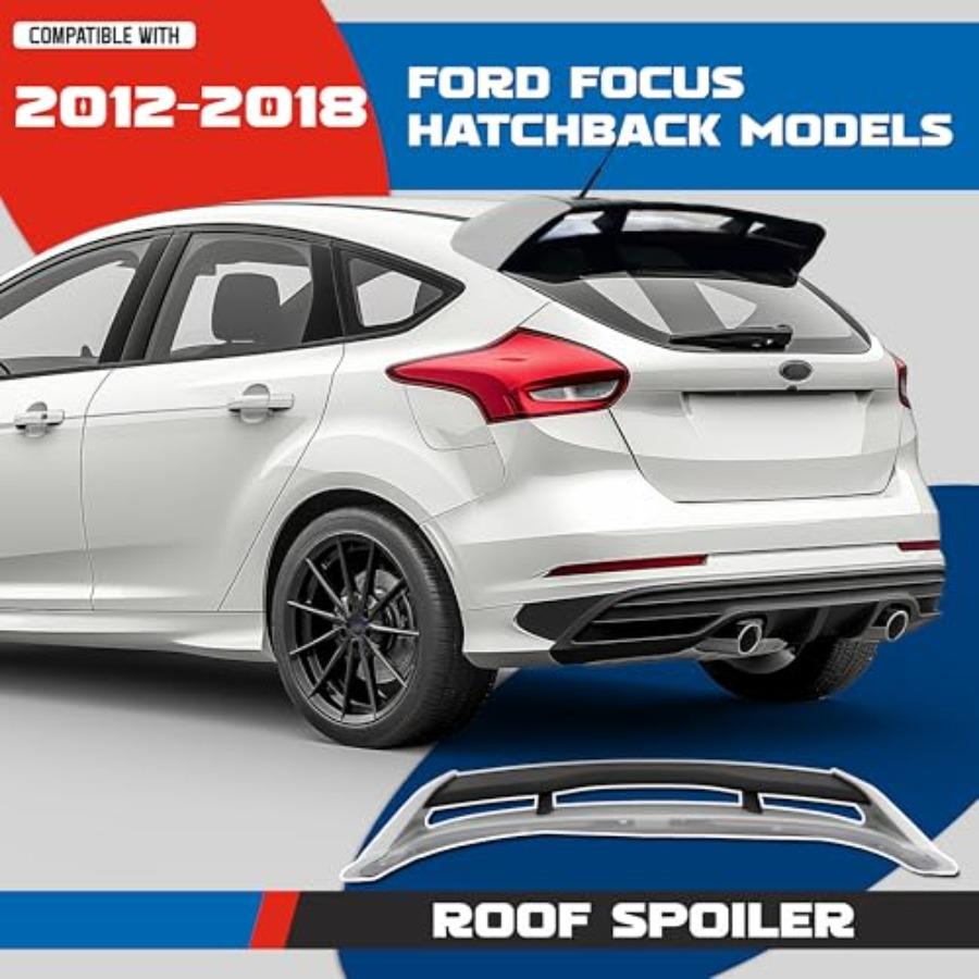 

Задний спойлер на крышу, совместимый с моделями Ford Focus Hatchback 2012-2018 гг., задний дефлектор на стекло, пластик, окрашенный в серый и черный цвета, для улучшения аэродинамики United States