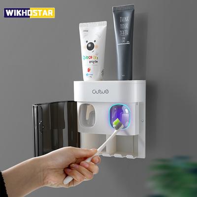Dispenser automatico di dentifricio multifunzione montato a parete, spremiagrumi, portaspazzolino, accessori per il bagno, set di scaffali