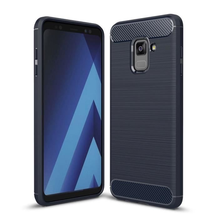 Coque de protection - Samsung - Galaxy A8 2018 - TPU - Résistant aux chocs - Bleu marine