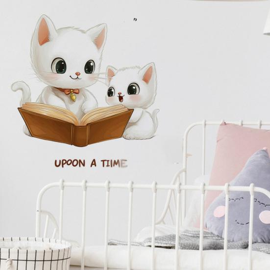 Adesivo da Parete Gatto Carino Acquerello, Decalcomanie da Parete Gattino Rimovibili, Decorazione Murale Artistica Peel and Stick per Cameretta, Soggiorno, Camera da Letto