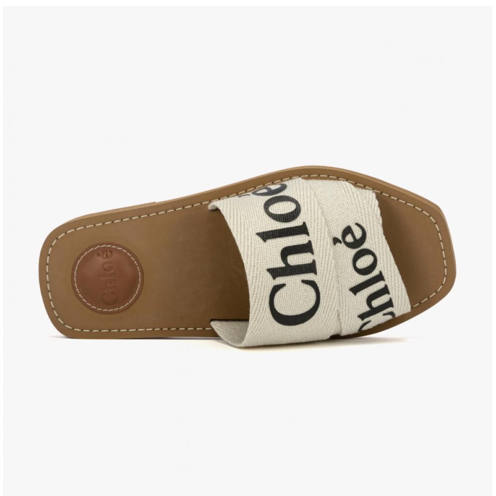 Chloe Chc22u188z3 101 Woody Logo Flat Mule Slippers