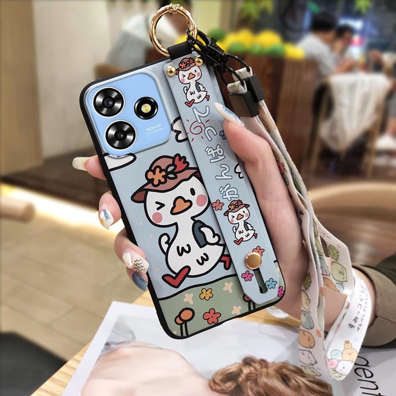Dirt-resistant Wristband Phone Case For ZTE Blade A73 4G/V50 Smart Anti-knock Cartoon Wrist Strap Phone Holder Soft Case