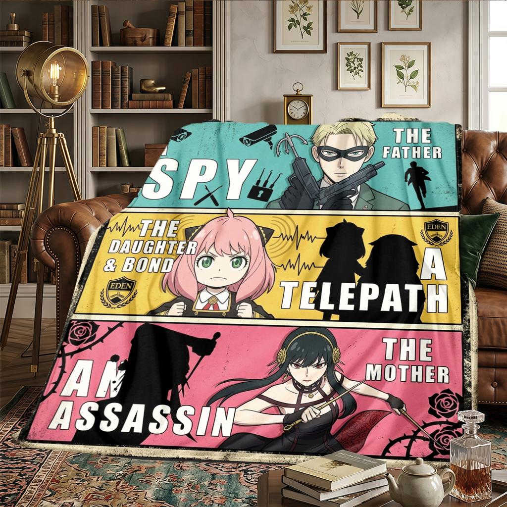 SPY FAMILY Warm Flannel Blanket Comfortable Printed, For Beds, Travel -HE57