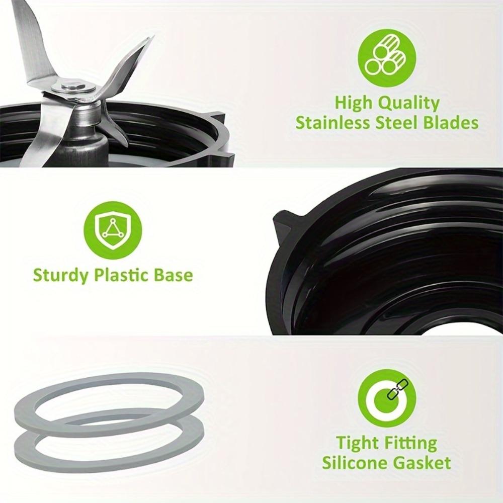 4pcs/Set Stainless Steel Blender Blades Kit Black Bottom Cap Blenders Accessories Rubber Ring Home