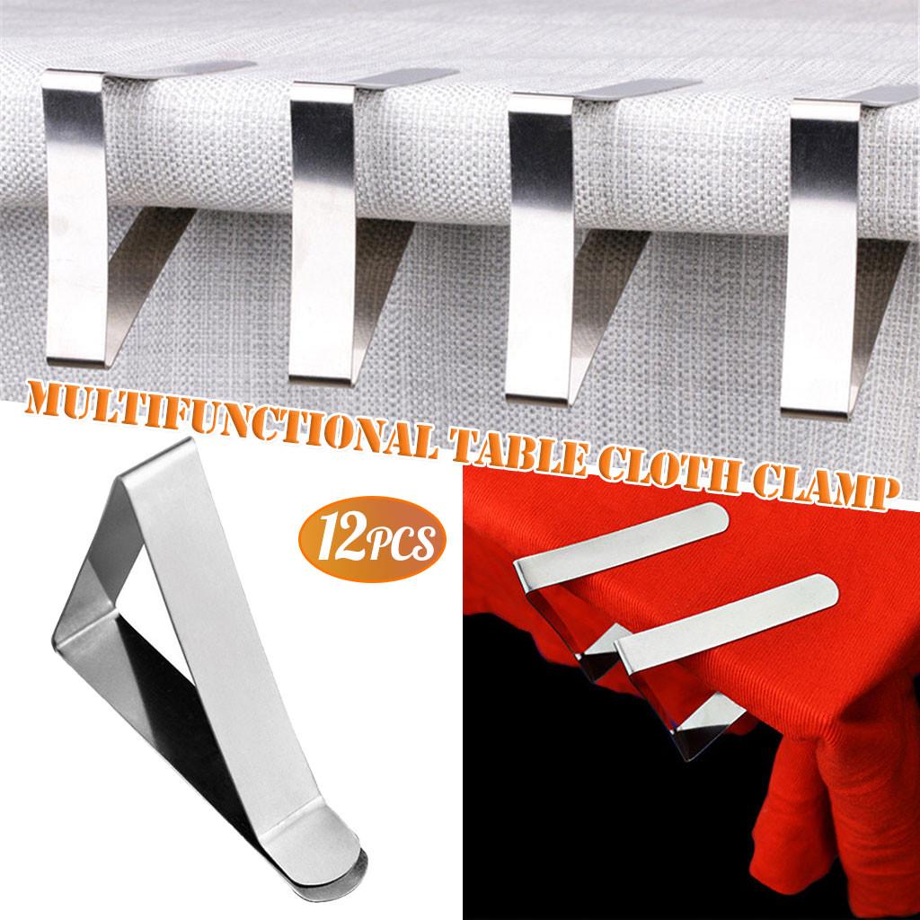 

Tablecloth Clips Clips Stainless Steel Table Cloth Clamps 12Pack One Size белый
