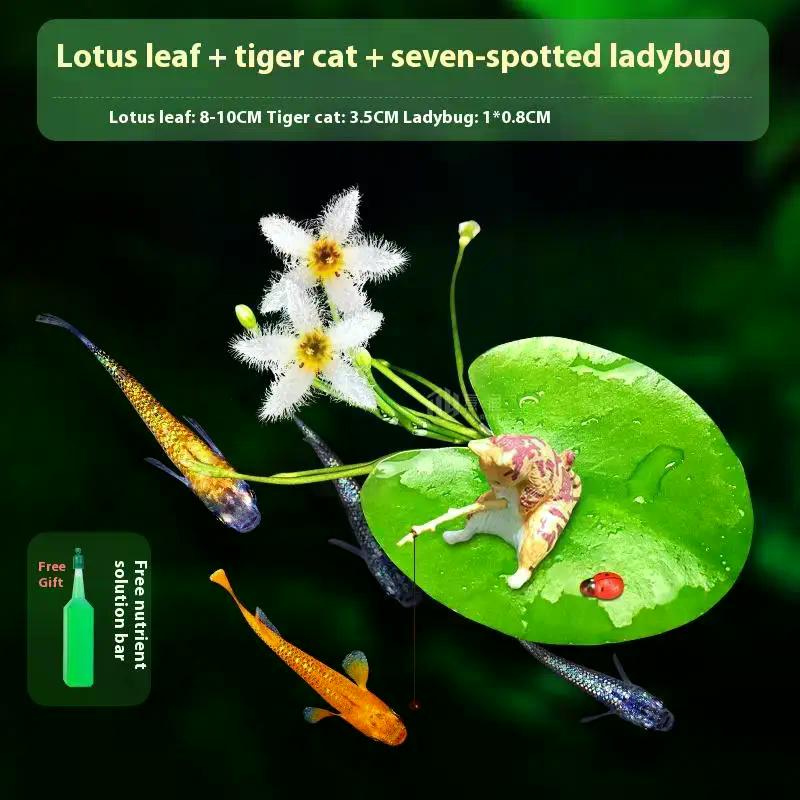 1 Set Heim-Desktop-Dekoration Realistische Katzen und Blatt Marienkäfer Harzfiguren Aquariumzubehör Einzigartige Geburtstagsgeschenke