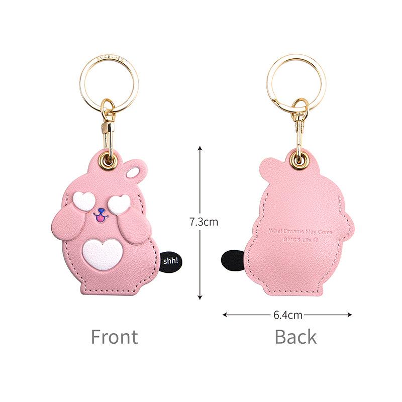 Bamen Bug Club Cartoon Access Control Card Leather Case Keychain Creative Cute Girl Key Pendant Bag Hanging Personalized Gifts