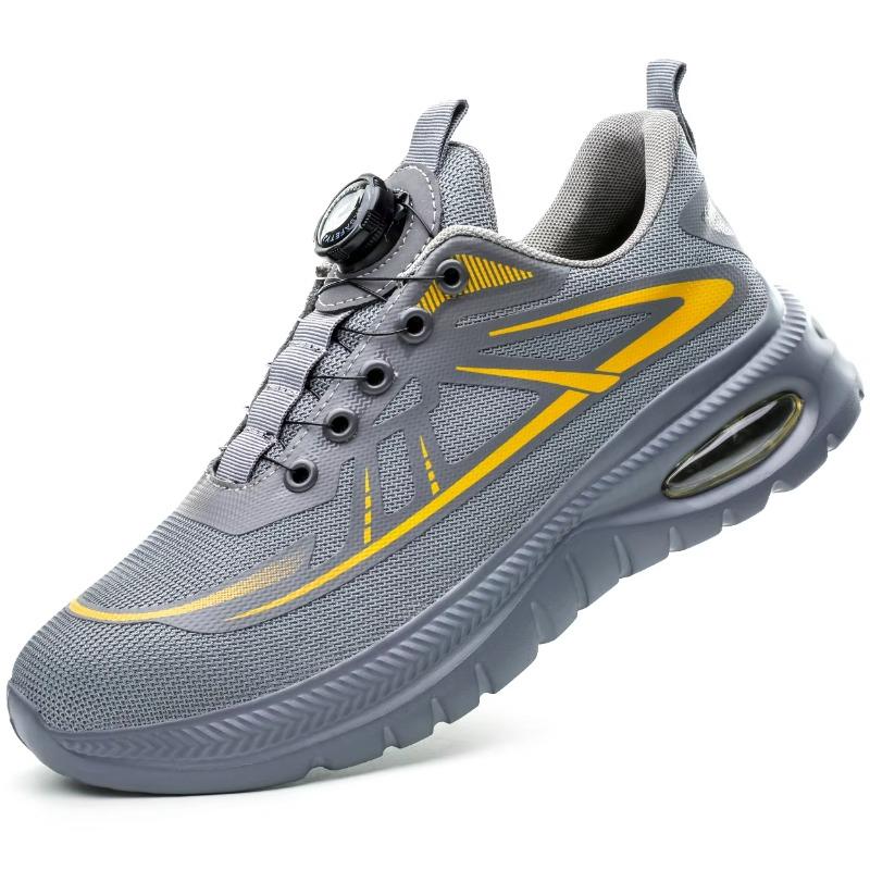 

Men Safety Sneakers Anti Smashing Lightweight Fashion Rotating Button Anti Smashing Work Shoes Soft Nail Proof Indestructible Male Footwear 37