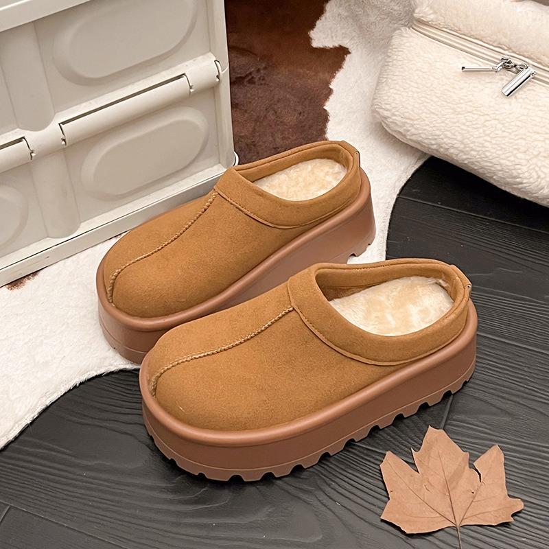 fur integrated gray thick-soled snow boots for women's winter new heightening, piling and thickening bag head drag