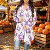 Damen Trendy Halloween-Print Langarm-Strickjacke Pullover für Lässige Herbstmode