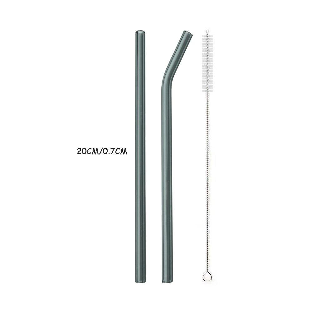 3Pcs High Borosilicate Glass Straw Colors Reusable Drinking Straw Set Eco Friendly Cocktails Bar Accessories Straw with Brush