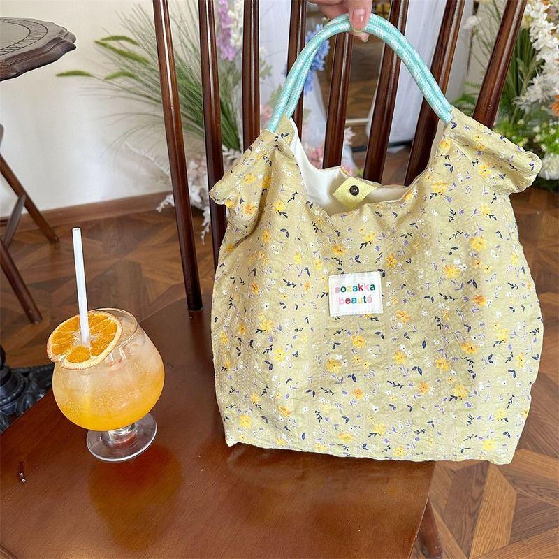 Tote Bag Sozakka Floral Bag Simple Canvas Commute Flower Handbag Shopping Bag Underarm Bag Single Shoulder Bag Unisex