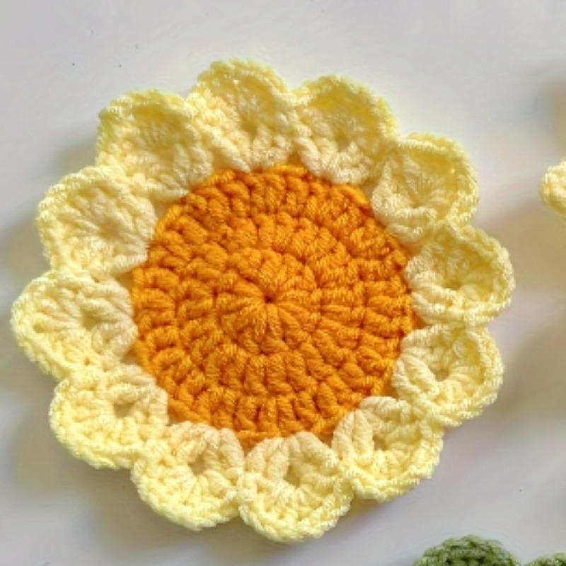 Handmade Sunflower Coasters, Crochet Exquisite Heat Insulation Mats with Meal Mats, For Cups of Different Sizes, Home Decor