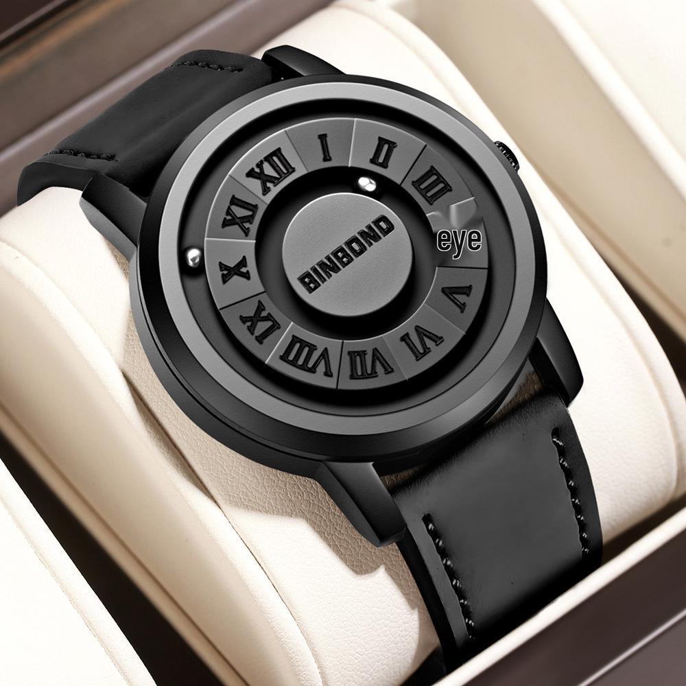 Binbang Men's Black Tech Magnetic Levitation Waterproof Watch - New Concept, Creative Design