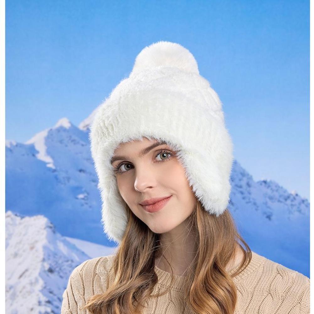 Hat winter new warm cute knitted plush plush ear protection hat cold thickened fashion wool hat