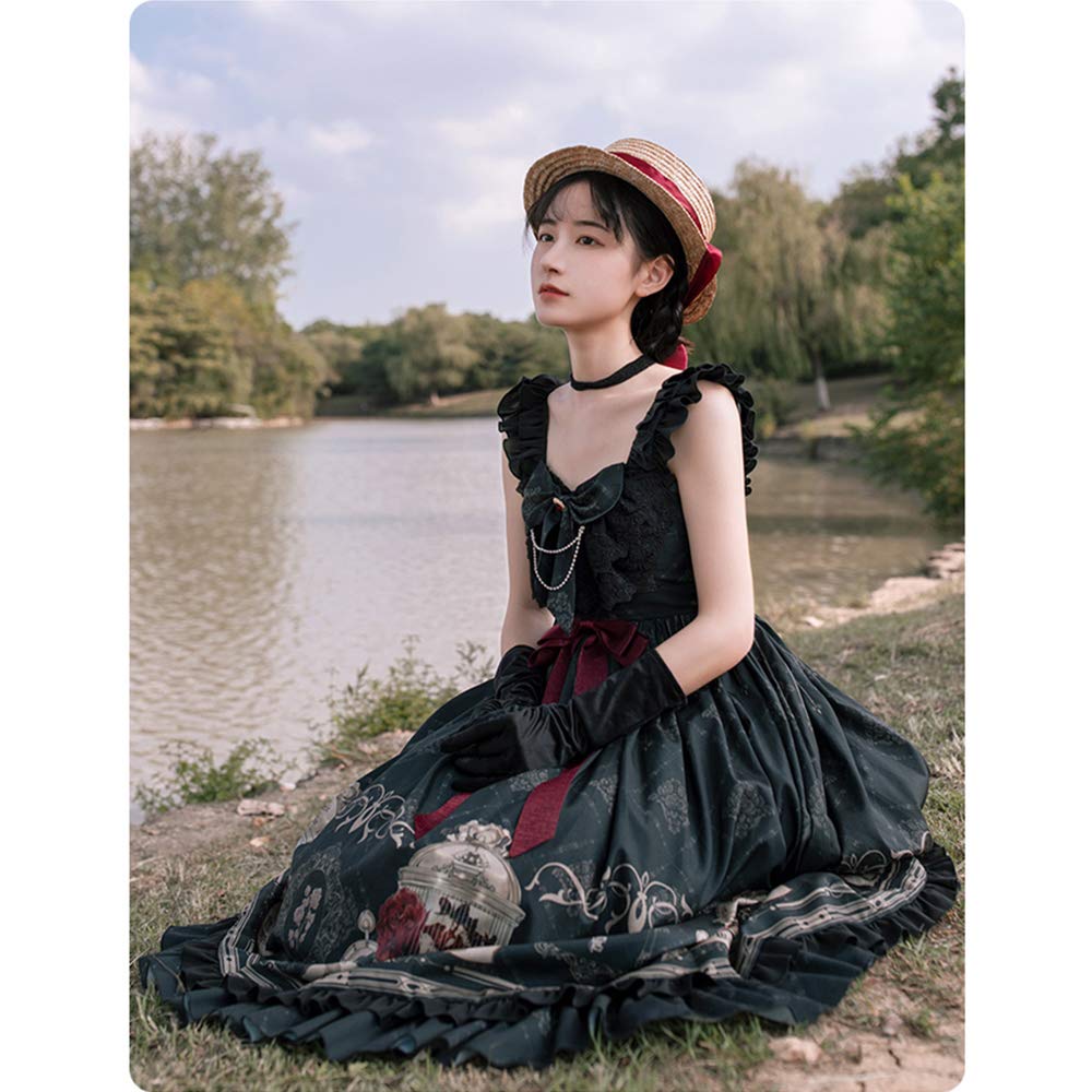 Gothique Lolita Halloween Gothique Noir Mori Girl Volants Été Thé École Culturel L [SSUPTEMBER2] Robe, Costume, Cosplay, Lolita, Style, Filles,