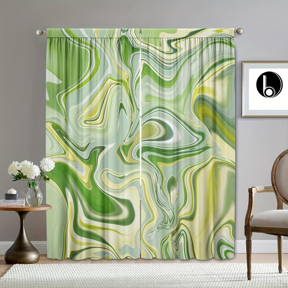 2 stücke Vorhang Goldene See Blau Weiß Geometrische Muster Vorhang Stange Tasche Vorhänge Für Küche Cafe Wohnzimmer Wohnkultur